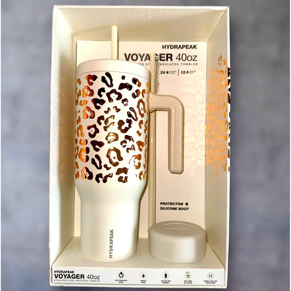 *Customizable* Hydrapeak Voyager 40oz Tumbler Ivory Leopard Boxed Set *ARTISAN* - Picture 3 of 7